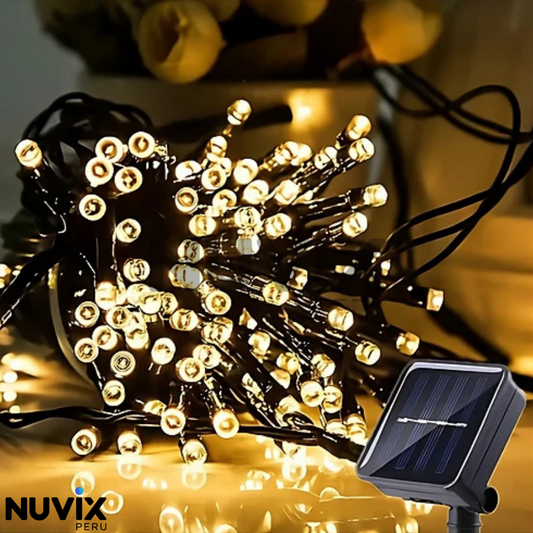 Luces doradas decorativas con panel solar | 25m