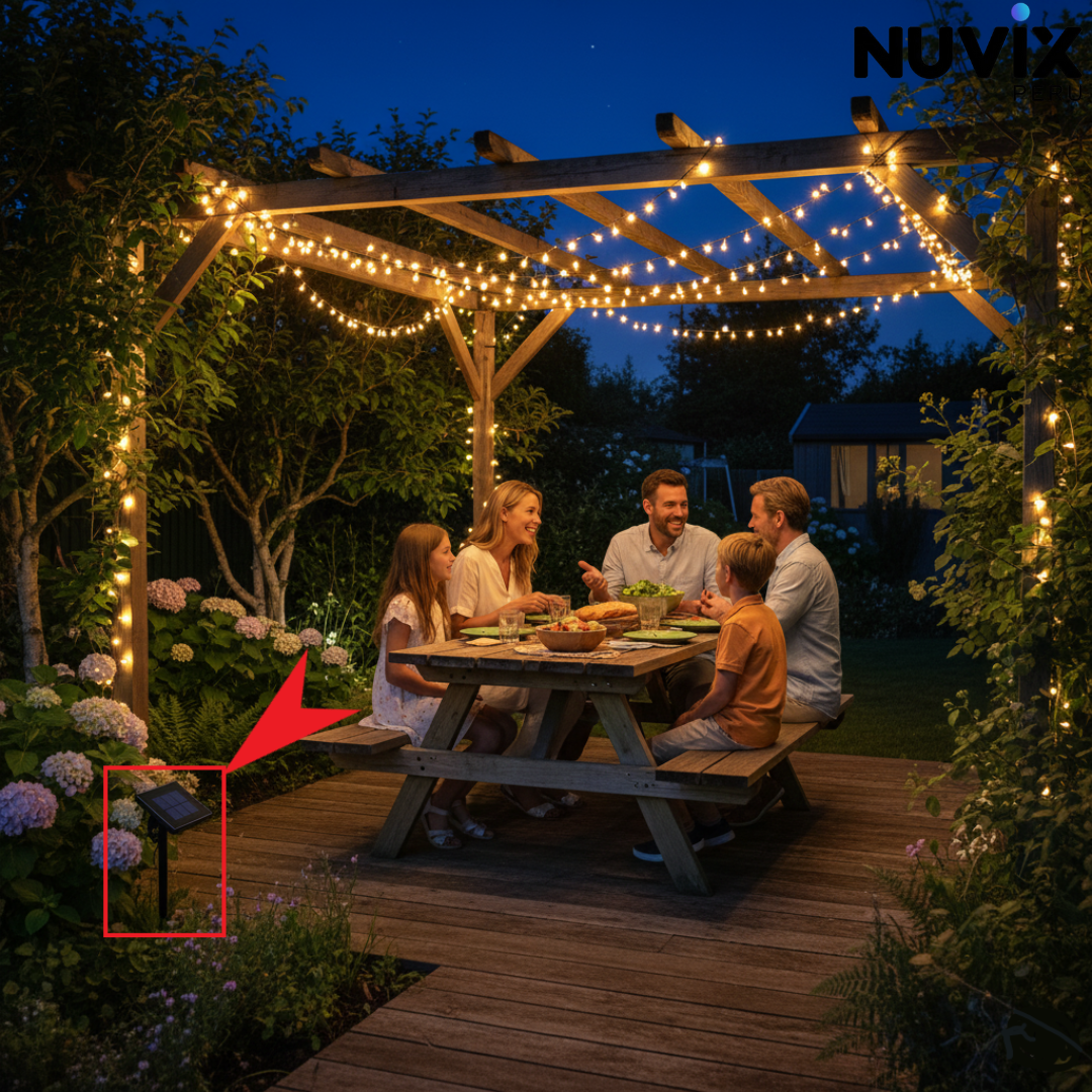 Luces doradas decorativas con panel solar | 25m